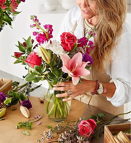 One of A Kind Romantic Bouquet with 3 Rose Stems Guaranteed